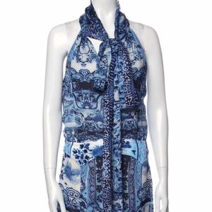Roberto Cavalli porcelain print silk dress IT42